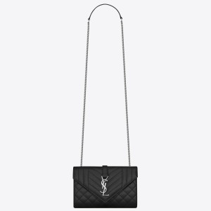 Saint Laurent Envelope Small Bag In Noir Grained Leather