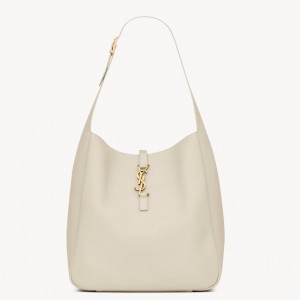 Saint Laurent Le 5 À 7 Soft Large Shoulder Bag in White Leather