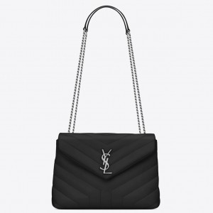 Saint Laurent LouLou Small Chain Bag In Noir Quilted Calfskin
