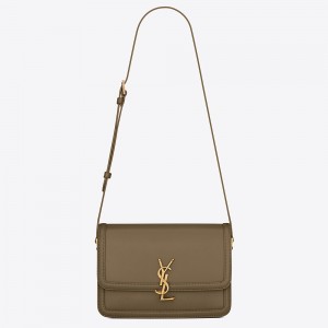 Saint Laurent Solferino Medium Bag In Khaki Green Calfskin