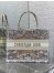 Dior Medium Book Tote Bag in Gold-Tone Dior Around the World Embroidery 