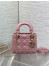 Dior Lady Dior Mini Bag with Chain in Pink Cannage Lambskin