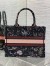 Dior Medium Book Tote Bag in Black Raffia with Dior Cabinet de Curiosites
