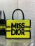 Dior Medium Book Tote Bag in Yellow and Blue Miss Dior Graffiti Embroidery 