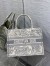 Dior Medium Book Tote Bag In Grey Toile De Jouy Embroidery