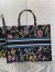 Dior Large Book Tote Bag In Black Dior Petites Fleurs Embroidery