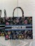 Dior Large Book Tote Bag In Black Dior Petites Fleurs Embroidery