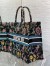 Dior Large Book Tote Bag In Black Dior Petites Fleurs Embroidery