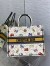 Dior Large Book Tote Bag In White Pixel Zodiac Embroidery