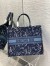 Dior Large Book Tote Bag In Blue Dior Roses Embroidery 