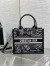 Dior Small Book Tote Bag with Strap in Plan de Paris Embroidery and Black Calfskin