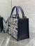 Dior Small Book Tote Bag with Strap in Toile de Jouy Sauvage Embroidery with Blue Calfskin