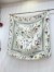 Dior Herbarium 90 Square Scarf in Green and White Silk Twill