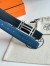 Hermes H au Carre Reversible Belt 32MM in Blue Clemence Leather