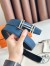 Hermes H au Carre Reversible Belt 32MM in Blue Clemence Leather