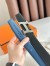 Hermes H Speed Reversible Belt 32MM in Blue Jean Clemence Leather
