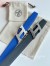 Hermes H Speed Reversible Belt 32MM in Blue and Green Epsom Calfskin