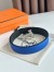 Hermes H Guillochee Reversible Belt 32MM in Black and Blue Epsom Calfskin