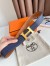 Hermes H Reversible Belt 38MM in Blue and Gold Epsom Leather