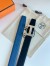 Hermes H Reversible Belt 32MM in Blue Clemence Leather