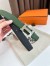 Hermes H Reversible Belt 32MM in Black and Green Epsom Leather