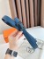Hermes H Reversible 32MM Belt with Matte Buckle in Blue Clemence Leather