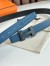 Hermes H Reversible 32MM Belt with Matte Buckle in Blue Clemence Leather