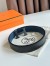 Hermes H Reversible 32MM Belt with Matte Buckle in Blue Clemence Leather