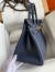 Hermes Birkin 30 Retourne Handmade Bag In Blue de Malte Ostrich Leather