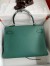 Hermes Kelly Retourne 32 Handmade Bag In Malachite Clemence Leather