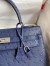 Hermes Kelly Sellier 32cm Handmade Bag In Blue Iris Ostrich Leather
