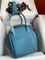 Hermes Lindy 30 Handmade Bag In Blue Jean Clemence Leather