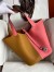 Hermes Picotin Lock 22 Bicolor Handmade Bag in Sesame and Rose Azalee Clemence Leather