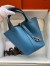 Hermes Picotin Lock 22 Handmade Bag in Blue Jean Clemence Leather