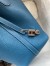 Hermes Picotin Lock 22 Handmade Bag in Blue Jean Clemence Leather