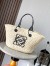 Loewe Medium Anagram Basket Bag in Iraca Palm and Black Calfskin 