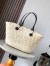 Loewe Medium Anagram Basket Bag in Iraca Palm and Black Calfskin 