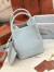 Loro Piana Bale Small Bag in Light Blue Grained Leather