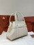 Loro Piana Ghiera Small Shopper in Light Travertine Grained Leather