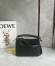 Loewe Puzzle Small Bag in Black Calfskin with Woven Handle