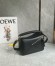 Loewe Puzzle Small Bag in Black Calfskin with Woven Handle