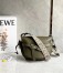 Loewe Gate Small Bag in Green Calfskin with Jacquard Shoulder Strap