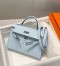 Hermes Kelly Mini II Sellier Bag in Blue Brume Epsom Leather