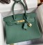 Hermes Birkin 30 Retourne Handmade Bag In Malachite Clemence Leather