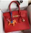 Hermes Birkin 30 Retourne Handmade Bag In Red Clemence Leather