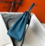 Hermes Kelly 25cm Retourne Bag in Blue Jean Clemence Leather with PHW