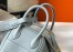 Hermes Lindy Mini Bag in Blue Lin Clemence Leather with GHW