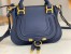 Chloe Marcie Mini Double Carry Bag in Blue Grained Calfskin