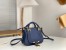 Chloe Marcie Mini Double Carry Bag in Blue Grained Calfskin