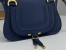 Chloe Marcie Small Double Carry Bag in Blue Grained Calfskin